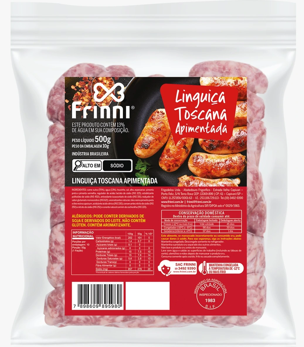 Linguica Suina Frinni 500g Apimentada