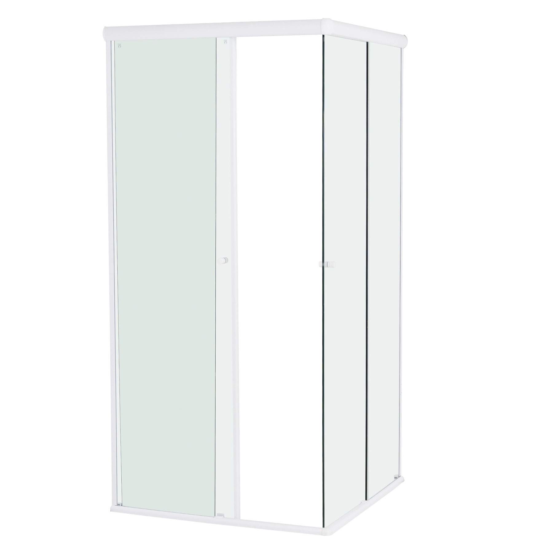 Box para Banheiro 85x190cm Vidro Incolor de Canto de Correr 4 Folhas Branco Basic Speed Temper