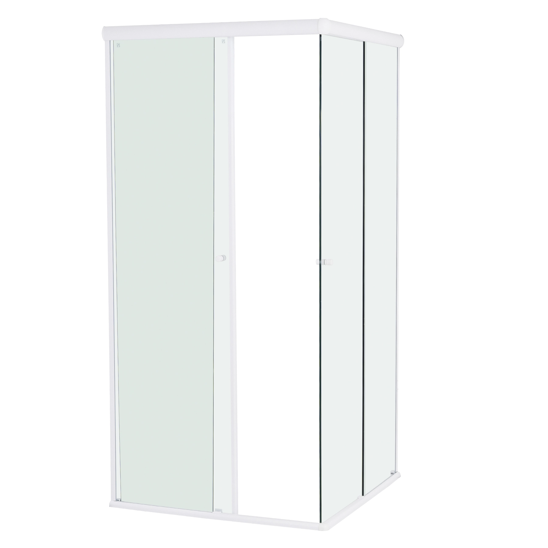 Box para Banheiro 90x190cm Vidro Incolor de Canto de Correr 4 Folhas Branco Basic Speed Temper