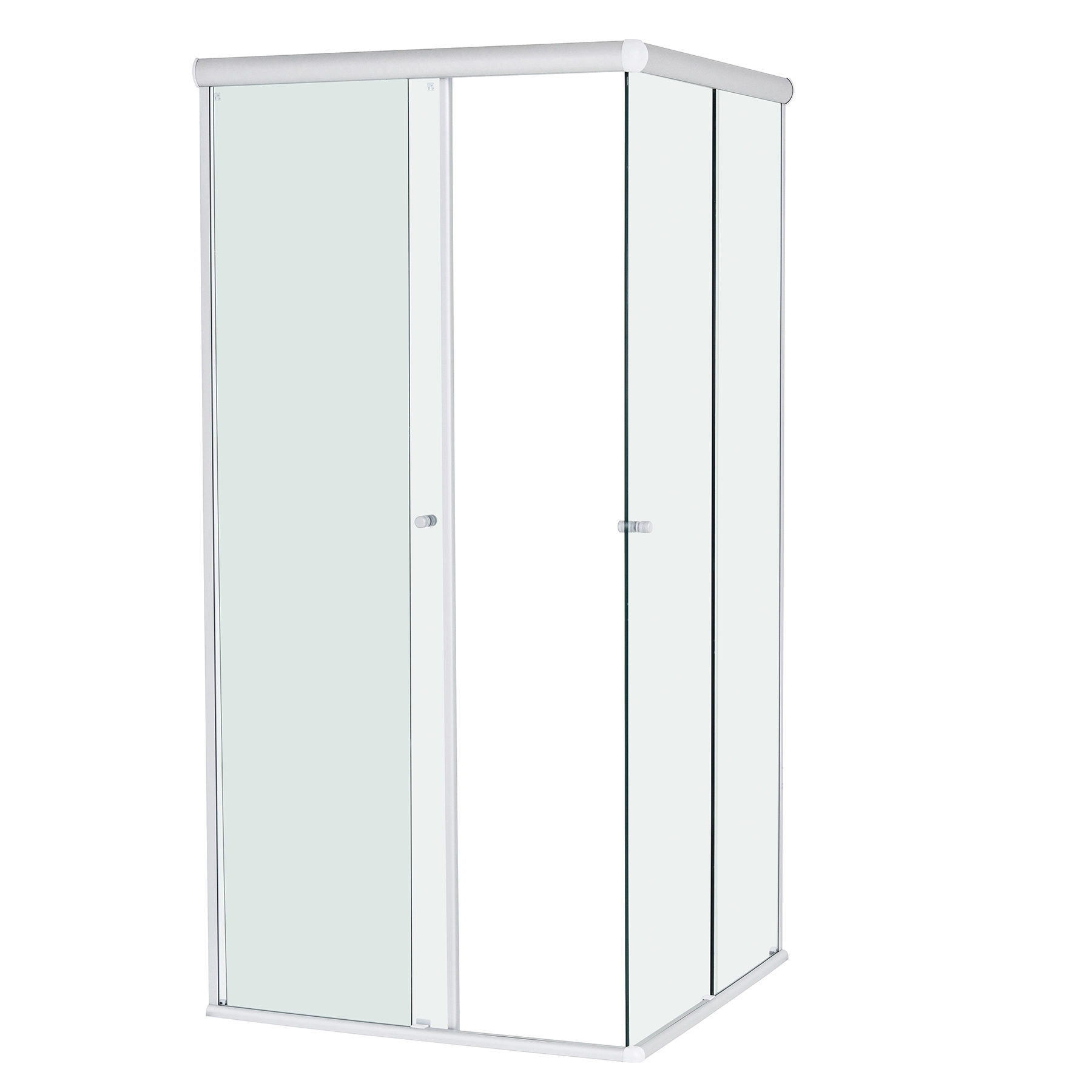 Box para Banheiro 80x190cm Vidro Incolor de Canto de Correr 4 Folhas Prata Fosco Basic Speed Temper