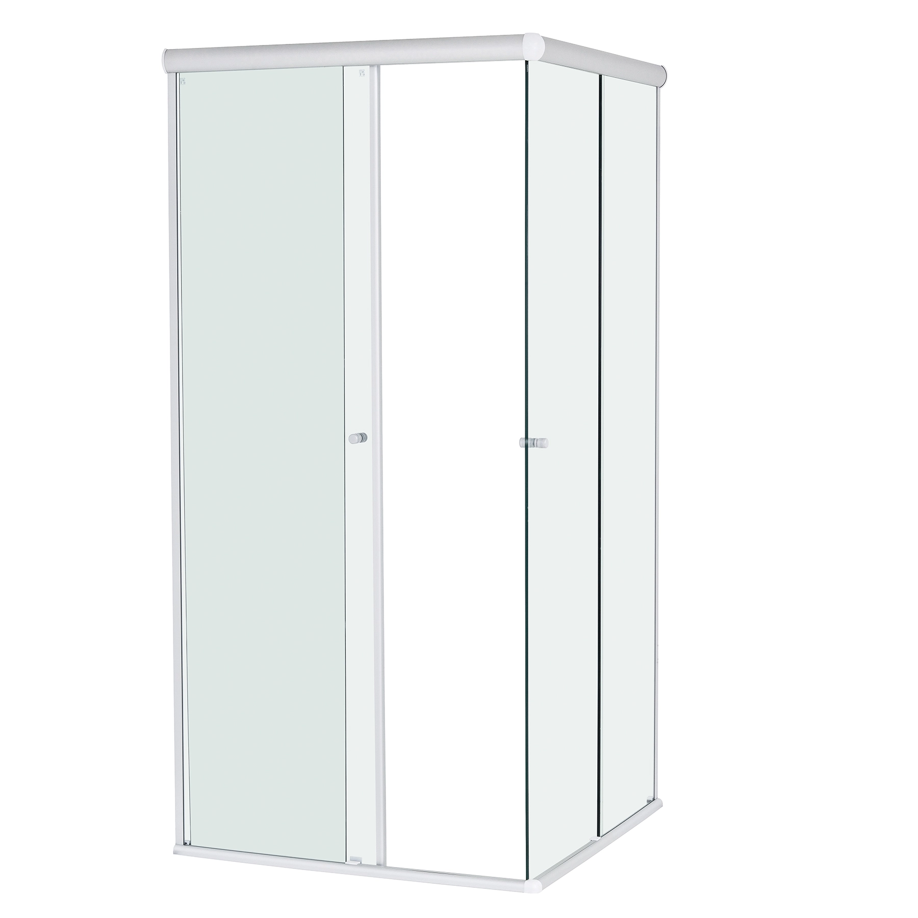 Box para Banheiro 90x190cm Vidro Incolor de Canto de Correr 4 Folhas Prata Fosco Basic Speed Temper