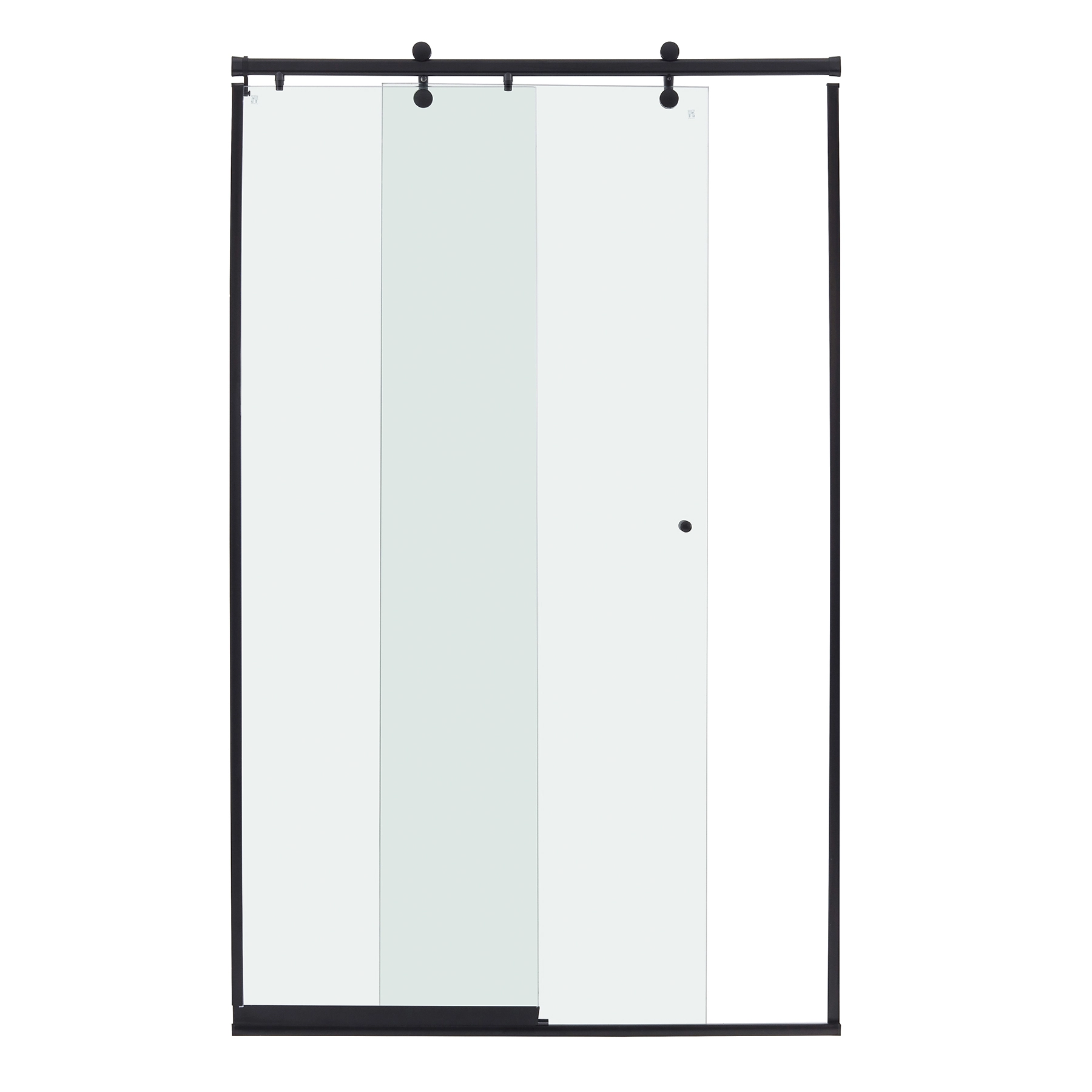 Box para Banheiro 110x200cm Vidro Incolor Frontal de Correr 2 Folhas Preto Elegance Speed Temper