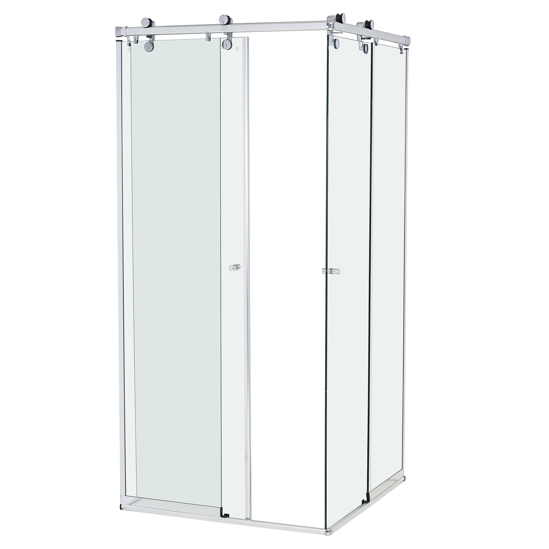 Box para Banheiro 80x190cm Vidro Incolor de Canto de Correr 2 Folhas Cromado Elegance Speed Temper
