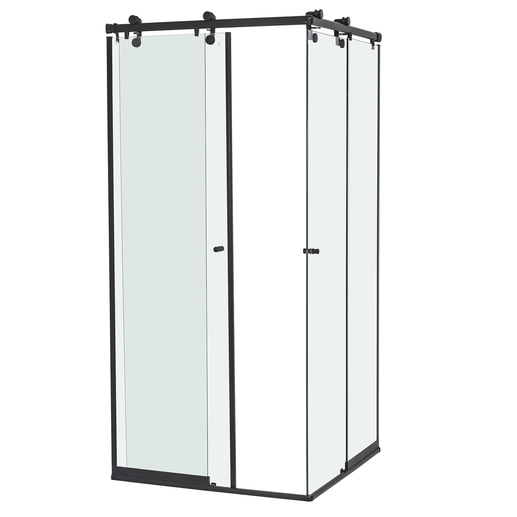 Box para Banheiro 80x190cm Vidro Incolor de Canto de Correr 4 Folhas Preto Elegance Speed Temper