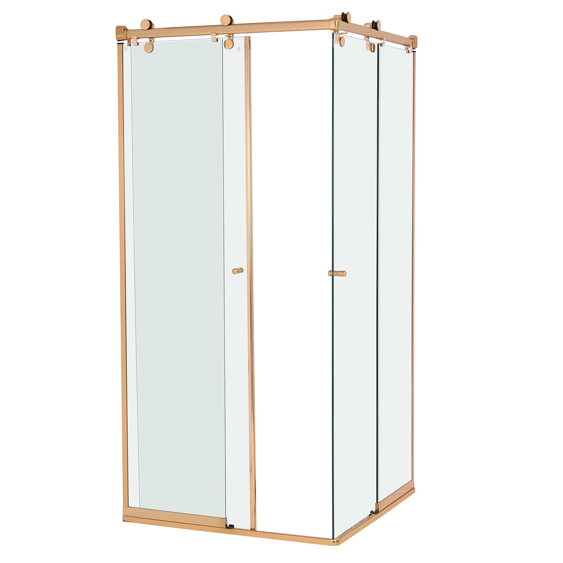 Box para Banheiro 85x190cm Vidro Incolor de Canto de Correr 4 Folhas Rose Gold Elegance Speed Temper