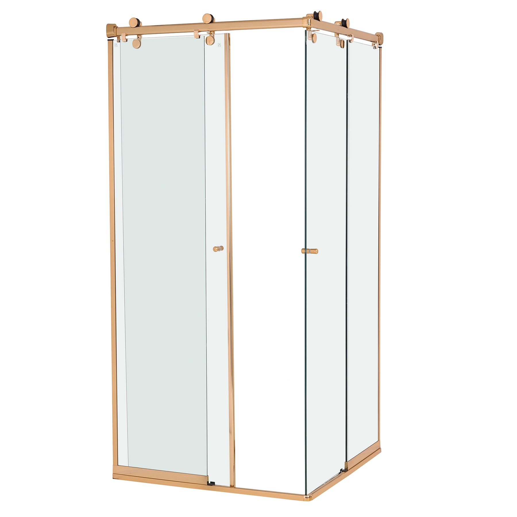 Box para Banheiro 90x190cm Vidro Incolor de Canto de Correr 4 Folhas Rose Gold Elegance Speed Temper