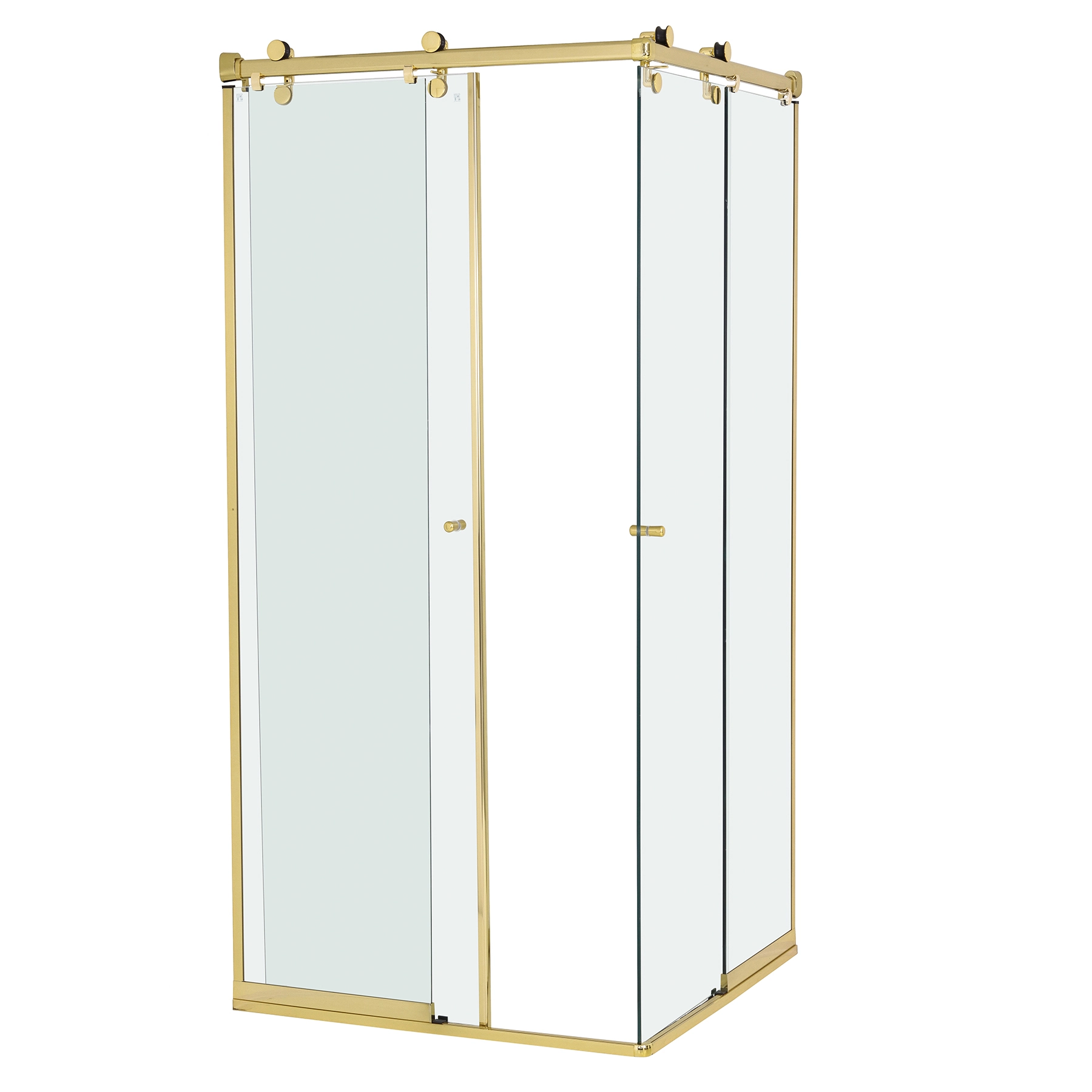 Box para Banheiro 80x190cm Vidro Incolor de Canto de Correr 4 Folhas Dourado Elegance Speed Temper