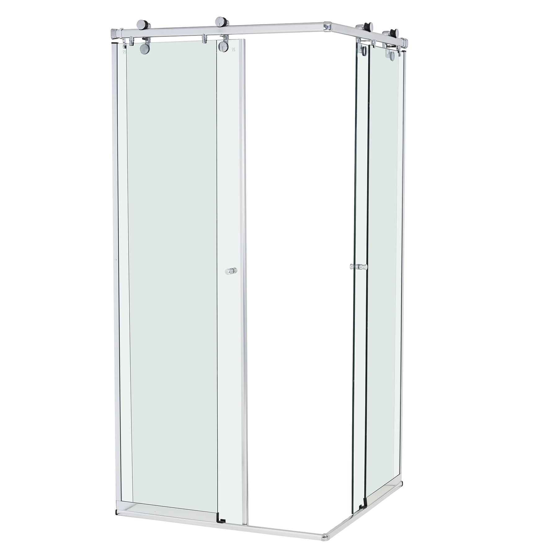 Box para Banheiro 85x190cm Vidro Incolor de Canto de Correr 4 Folhas Dourado Elegance Speed Temper