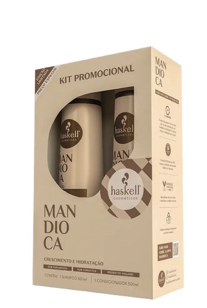 Kit Shampoo E Condicionador Mandioca Haskell 500ml Cada