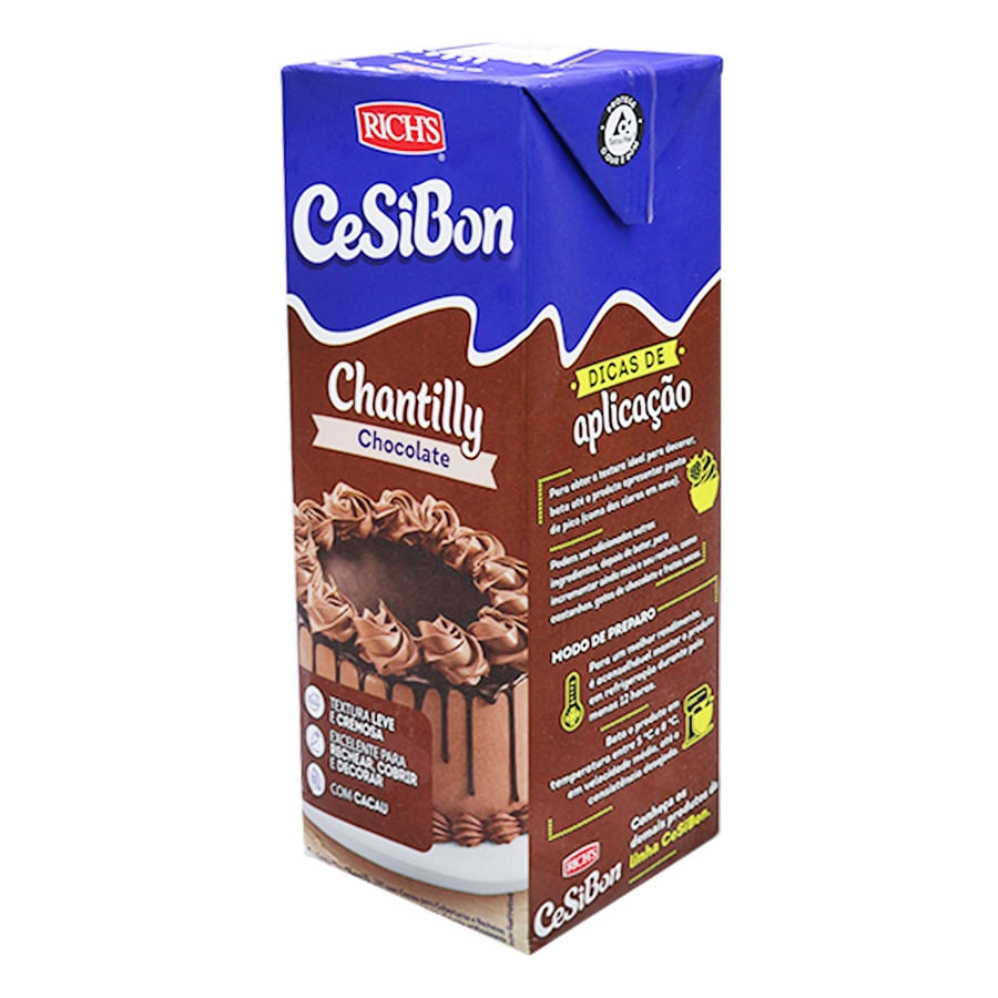 Creme Chantilly Sabor Chocolate Cesibon Richs 1l
