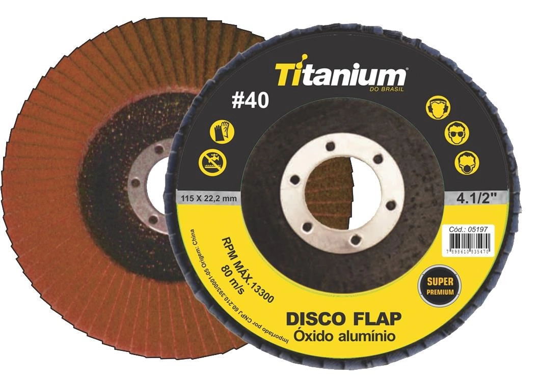 Disco Flap De Óxido De Alumínio De 4.1/2 Pol. Grão 40 - Titanium
