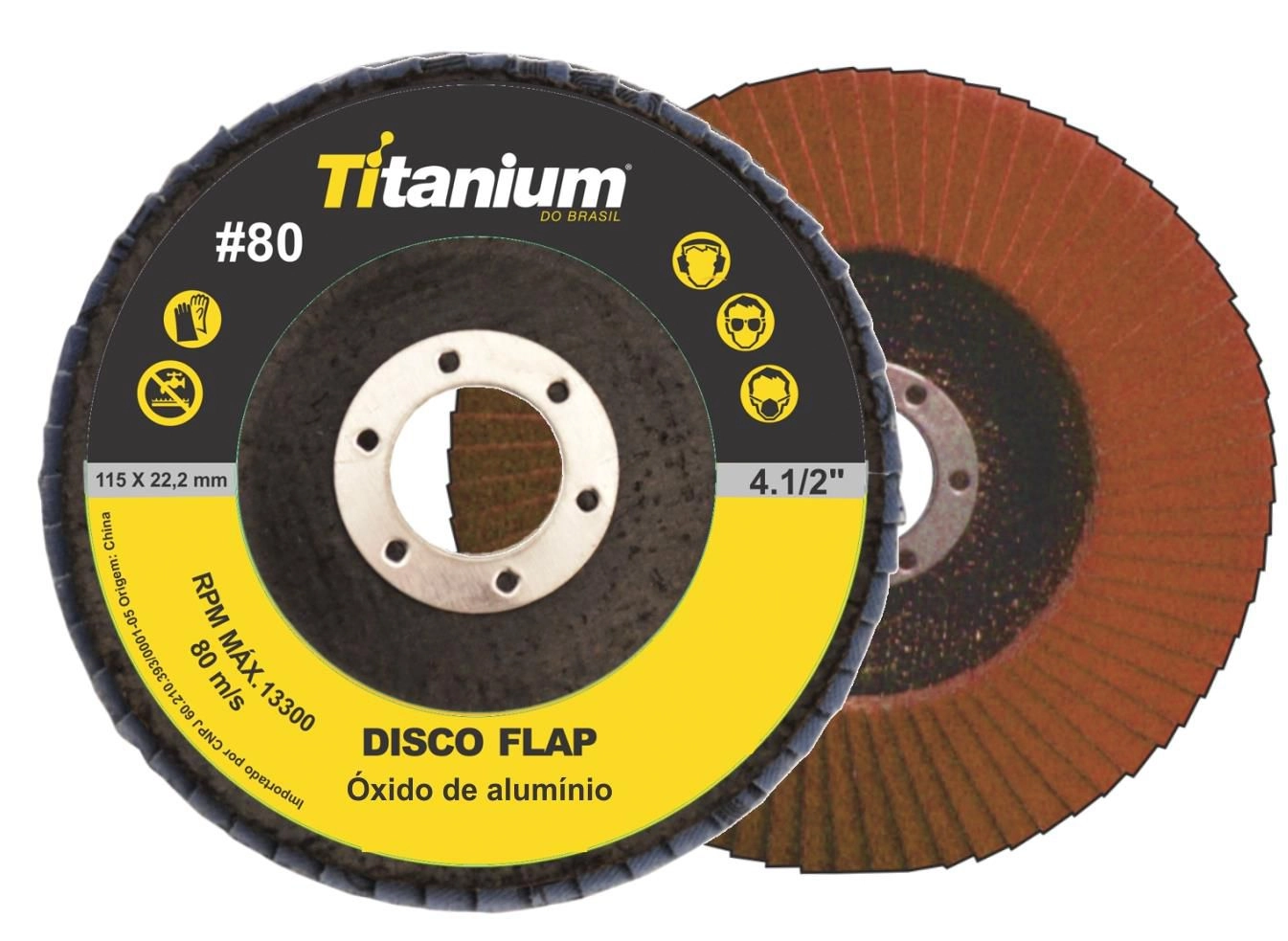 Disco Flap De Óxido De Alumínio De 4.1/2 Pol. Grão 80 - Titanium