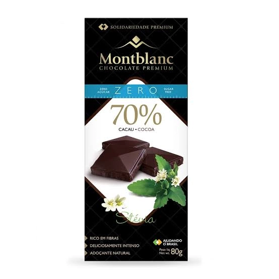 Chocolate Zero Açúcar 70% Cacau Montblanc 80g