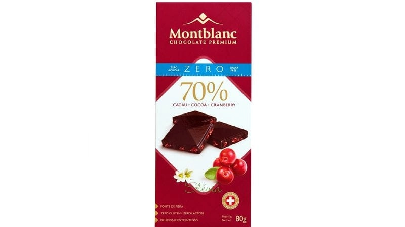 Chocolate Zero Açúcar com Cranberry Montblanc 80g