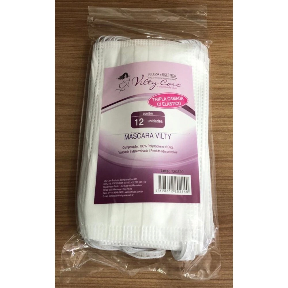 Mascara Vilty Camada Tripla C/ Elastico Pct C/ 12 Unid .