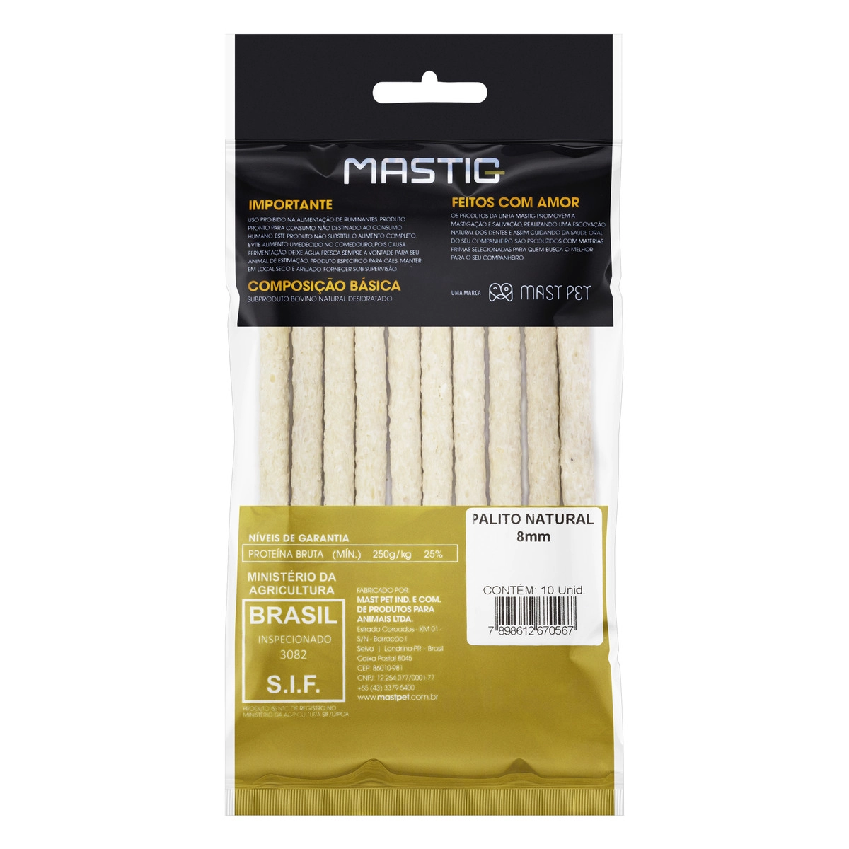 Palito Mastigável Para Cães Natural Mastig Premium 10 Unidades