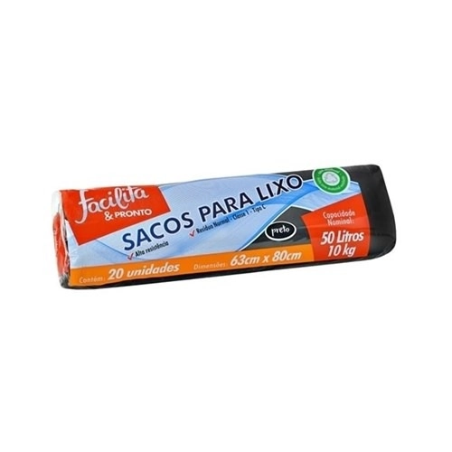 Saco Lixo Alta Resistência Facilita 50l C/20und