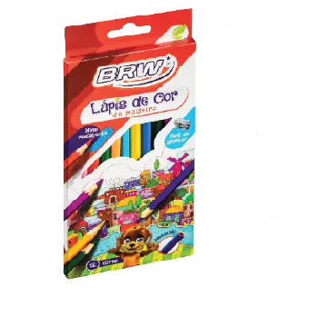Lapis De Cor Brw Madeira Sextavado 12 Cores