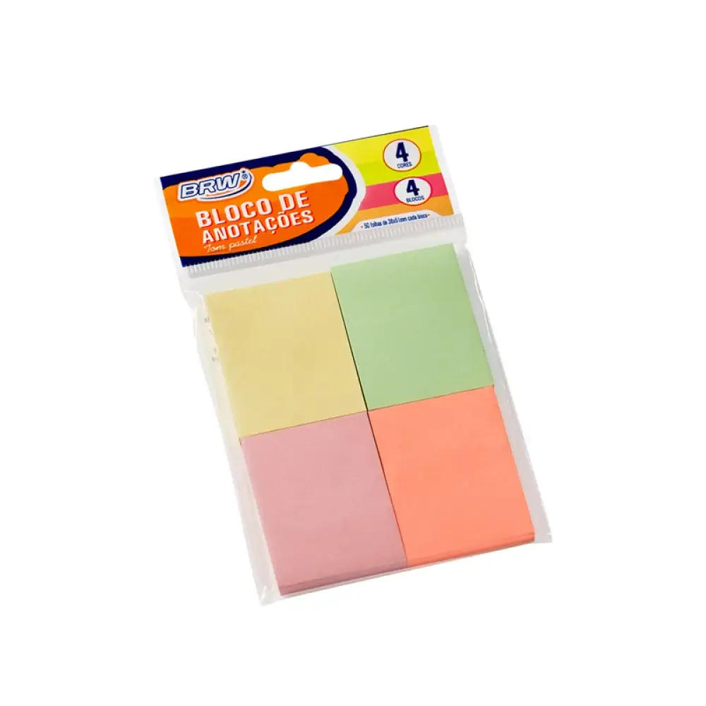 Bloco De Anotacoes Brw Smart Notes 38x51mm Colorido Pastel 50fls Ba3850