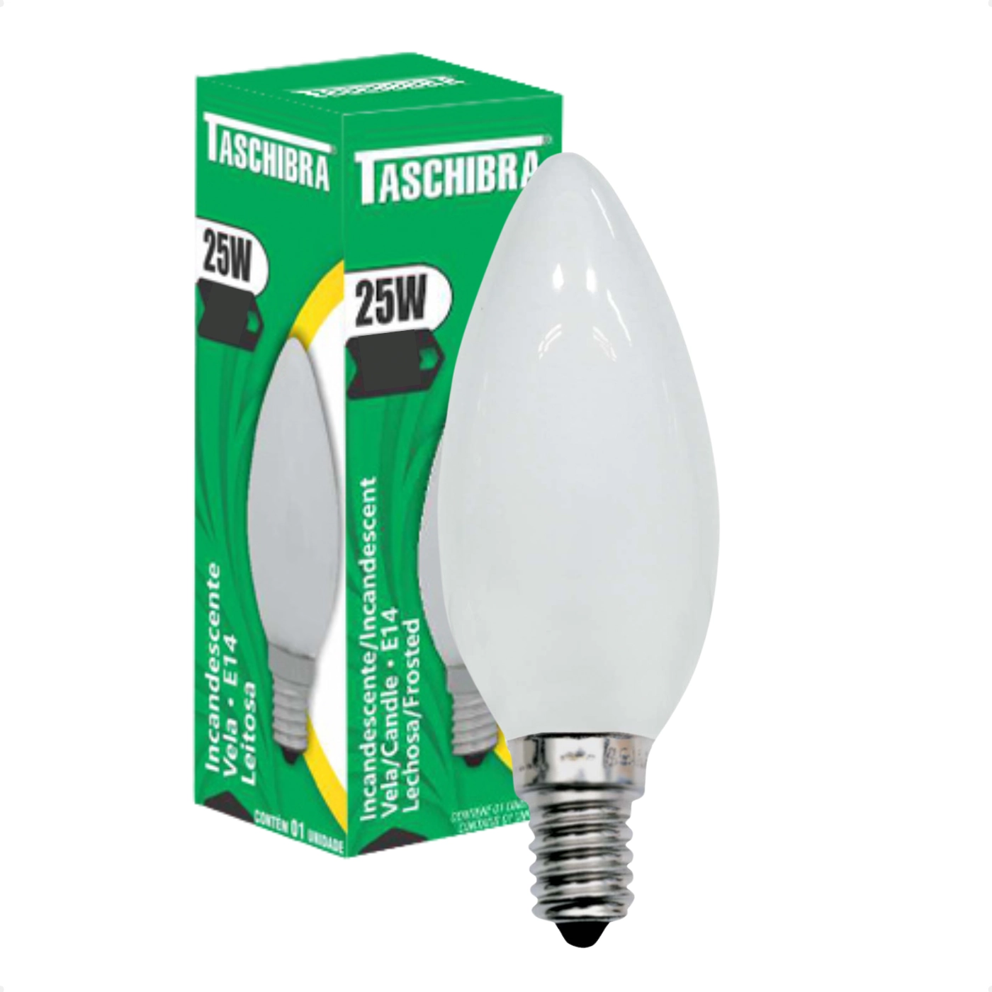 Kit 10 Lâmpadas Incandescente Taschibra Vela 25w E14 Leitosa 220v