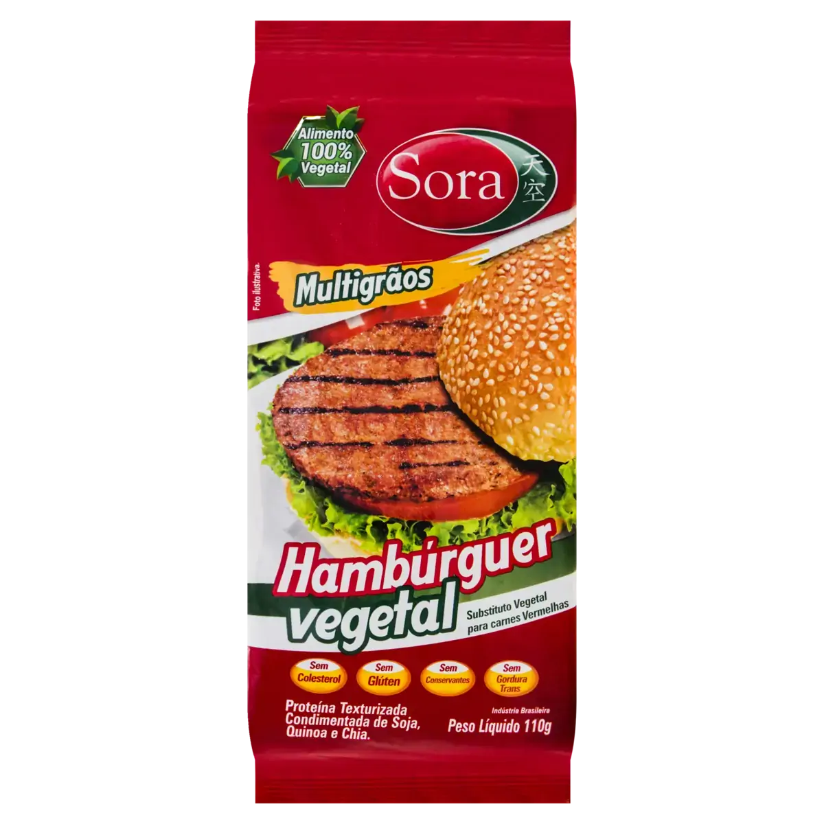Hambúrguer Vegetal Multigrãos Carne Vermelha Sora Pacote 110g