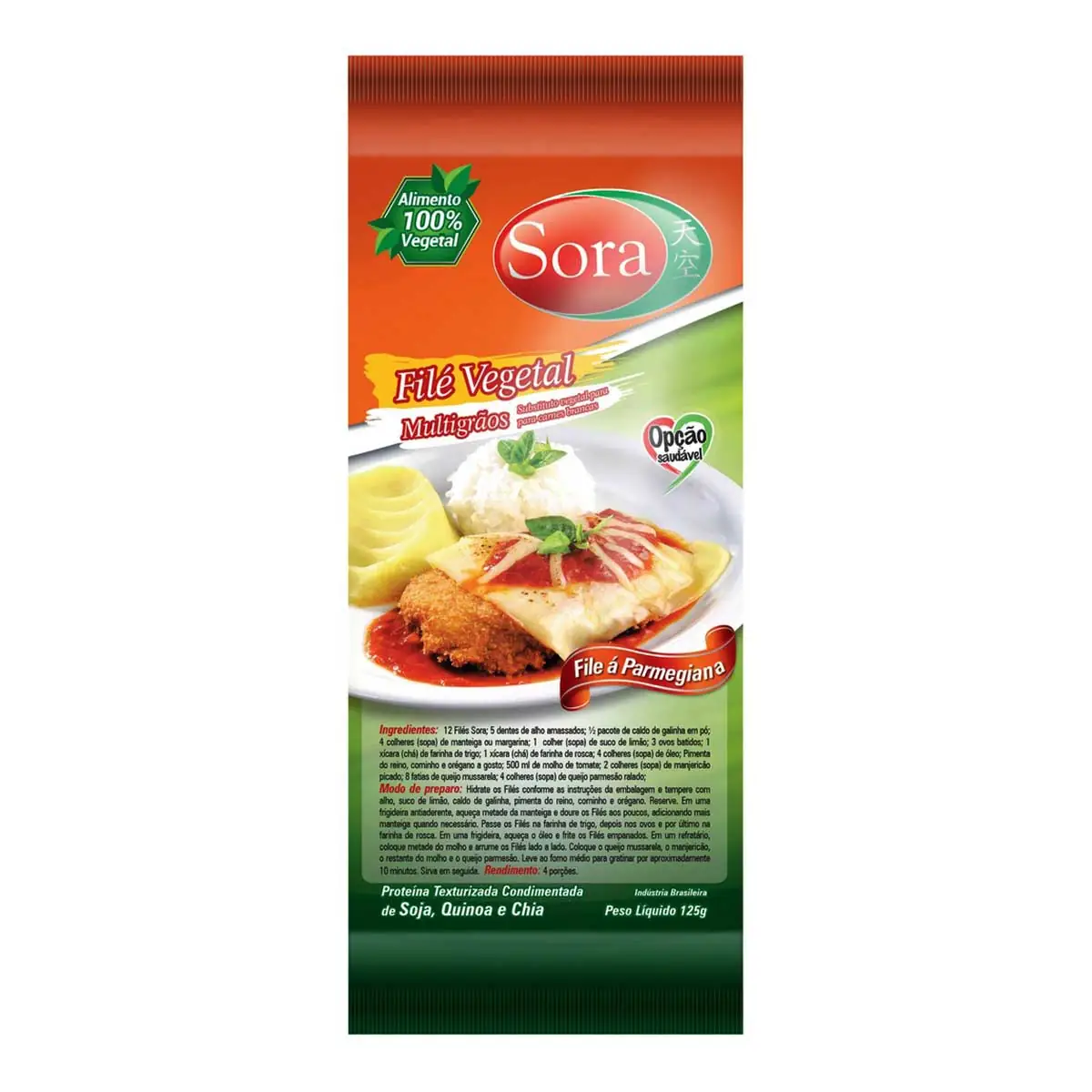 Filés de Soja Vegano Carne Vegetal Branca PTS Sora 125g