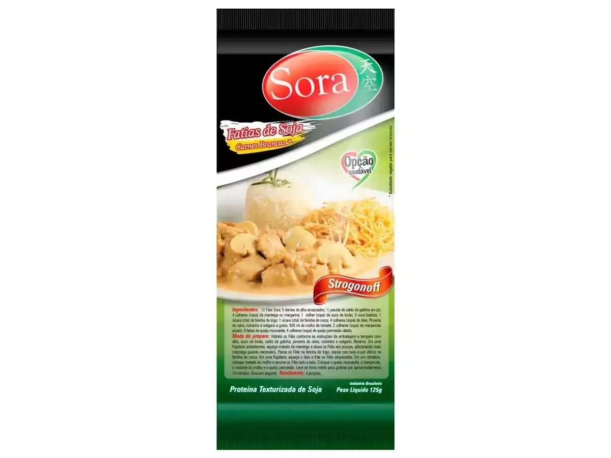 Fatias de Soja Vegano Carne Branca PTS Sora 125g