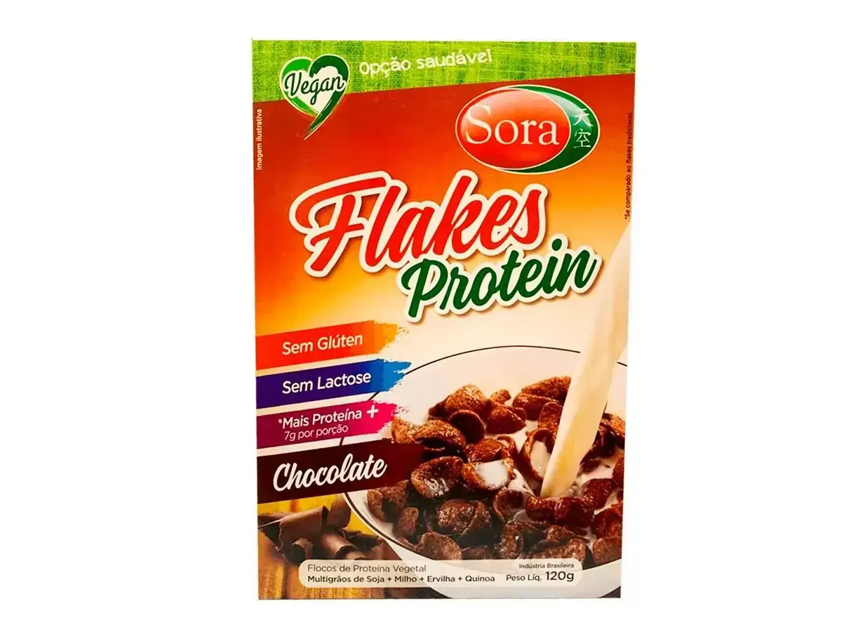 Flakes Protein Cereal Multigrãos Chocolate Vegano Sora 120g