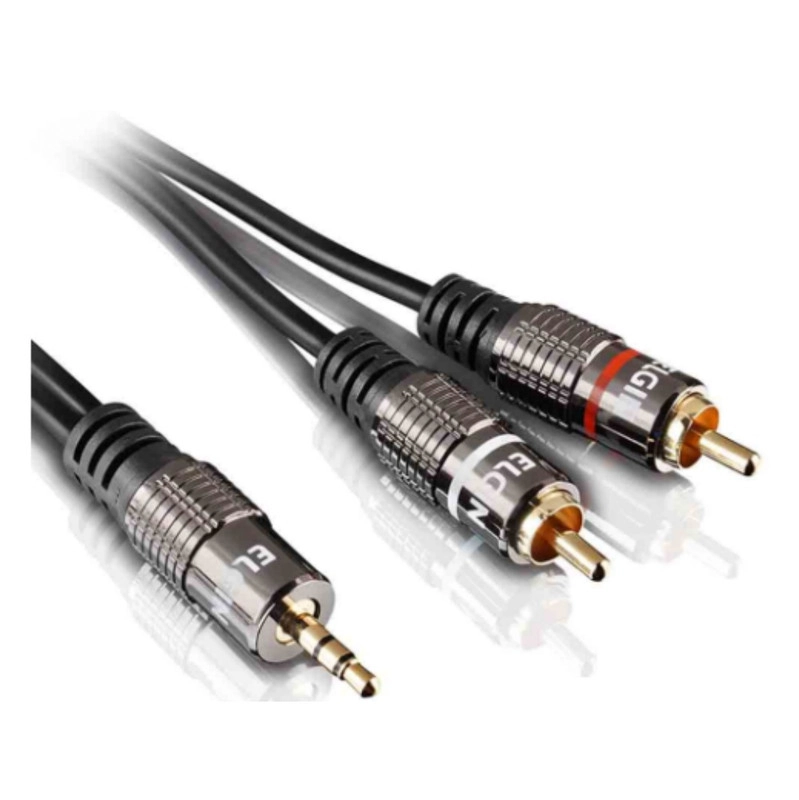 Cabo De Áudio Estéreo P2 3,5mm X 2 Rca 1,5m Elgin Auxiliar