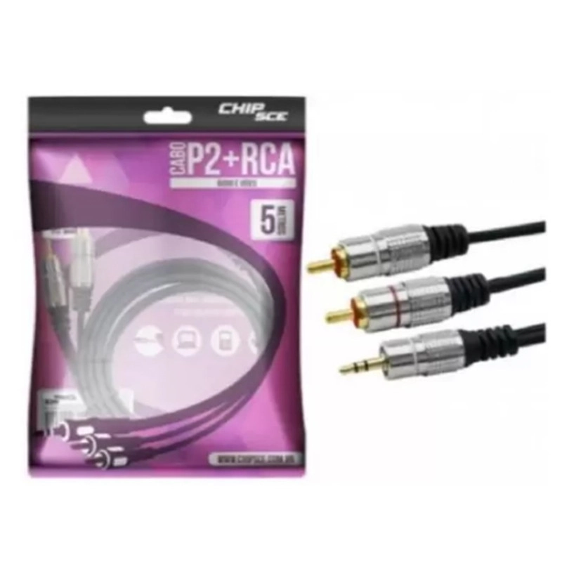 Cabo Sound P2-macho 2 Rca-macho 5 Metros Adaptador Soumd