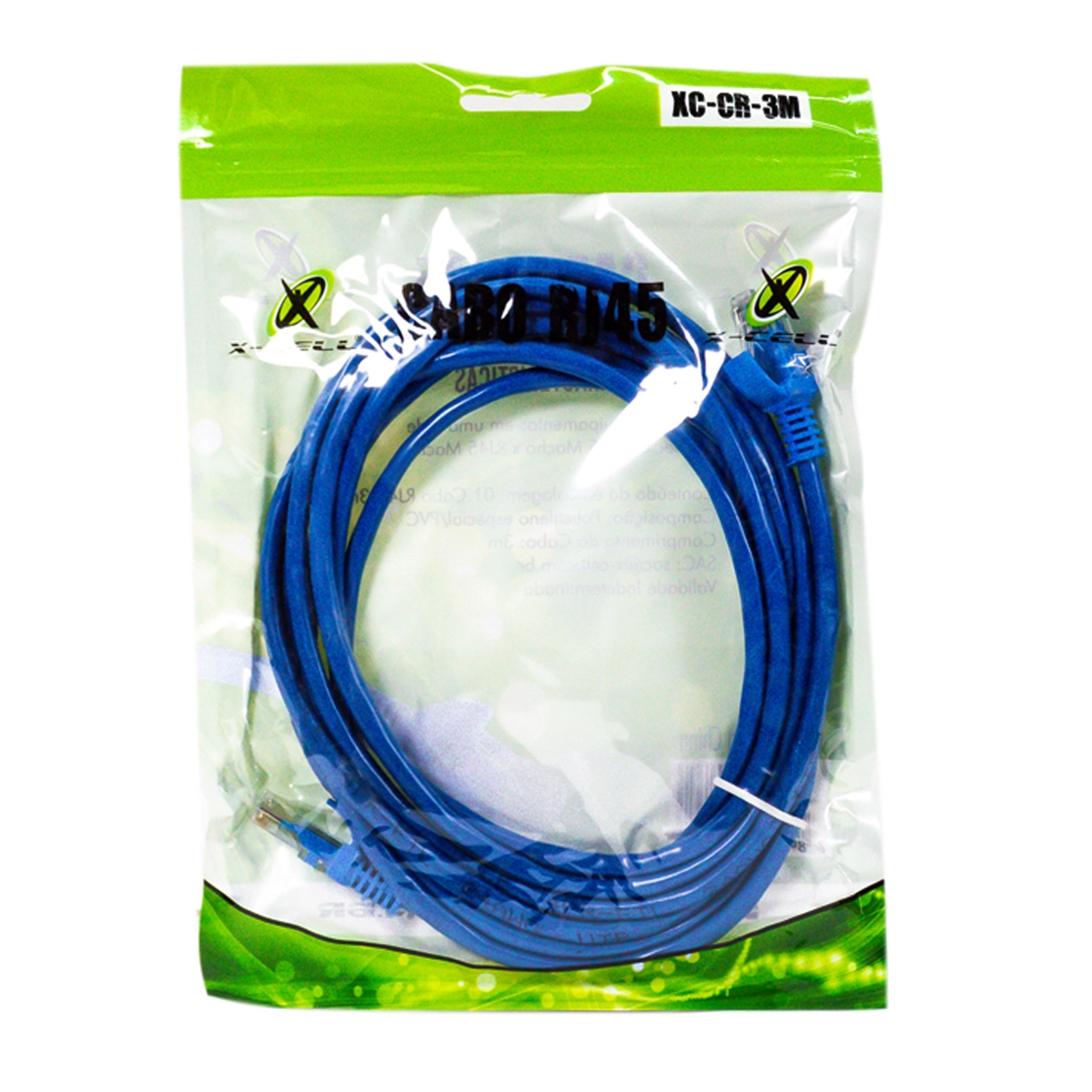 Cabo De Rede Patch Cord Cat 5 3m Azul Xc Cr 3m Comercial Bella