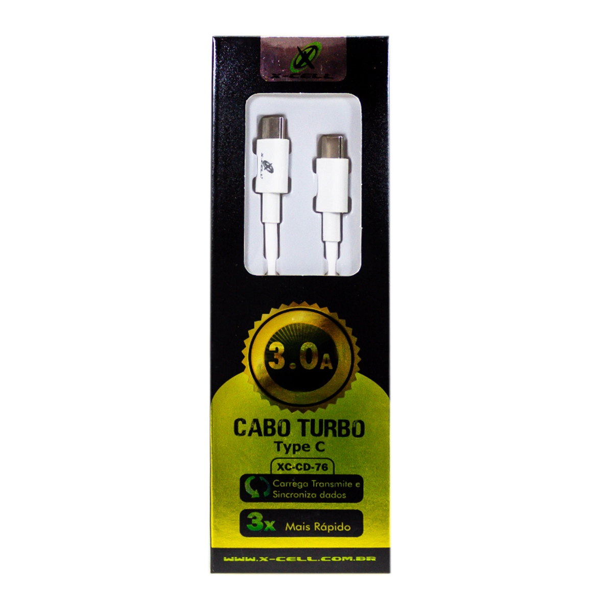 Cabo Usb Tipo C 3.0A 1 Metro Branco X-Cell