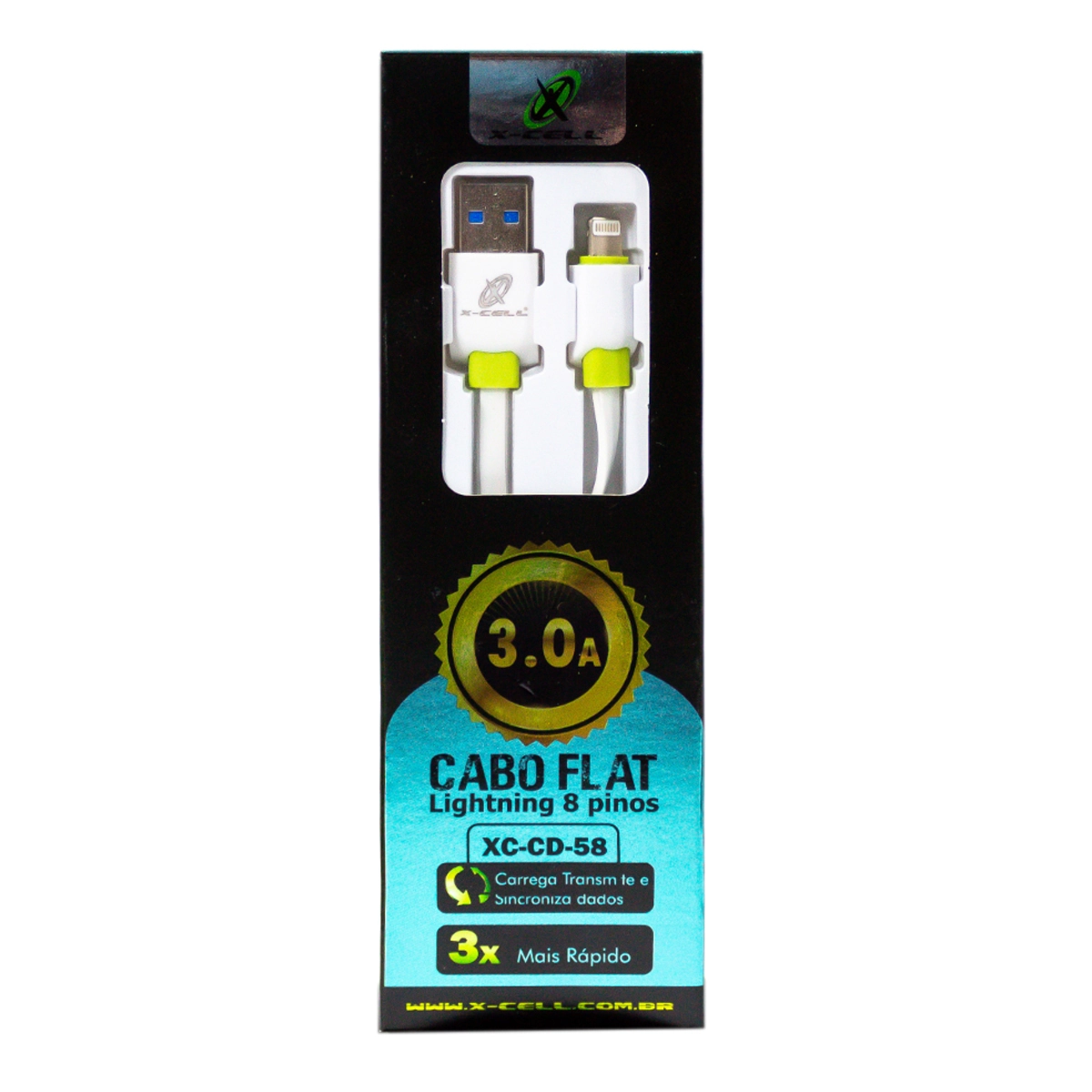 Cabo De Dados Flat Usb Light 8p 3.0a 1m Xc Cd 58 Comercial Bella
