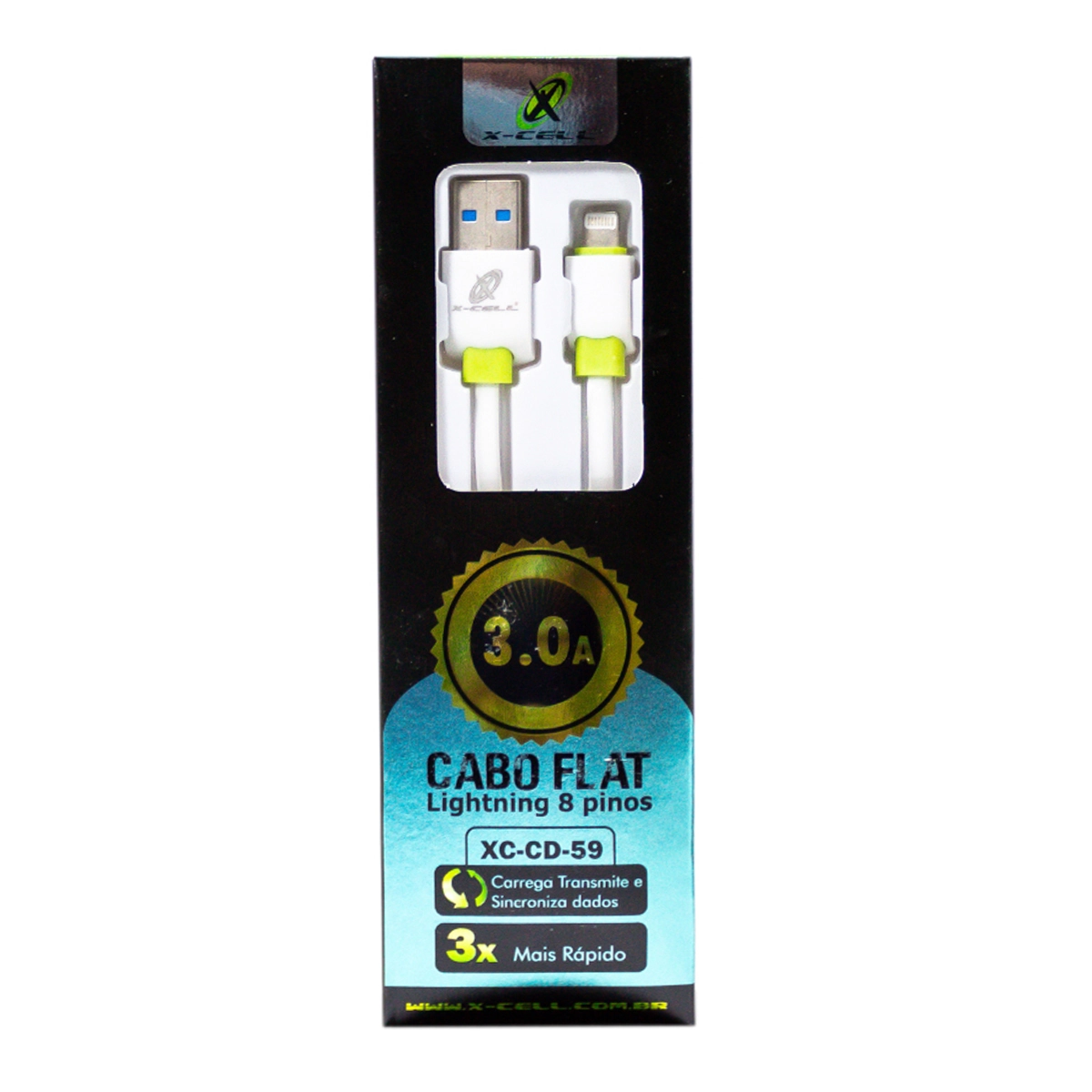 Cabo De Dados Flat Usb Light 8p 3.0a 2m Xc Cd 59 Comercial Bella