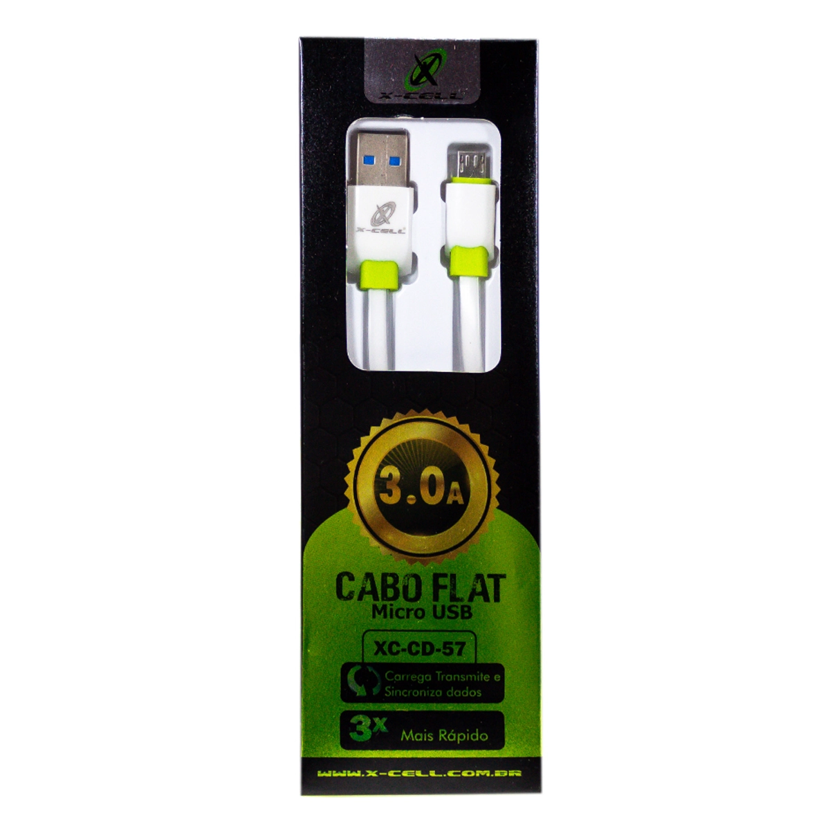 Cabo De Dados Flat Usb Micro Usb 3.0a 2m Xc Cd 57 Comercial Bella
