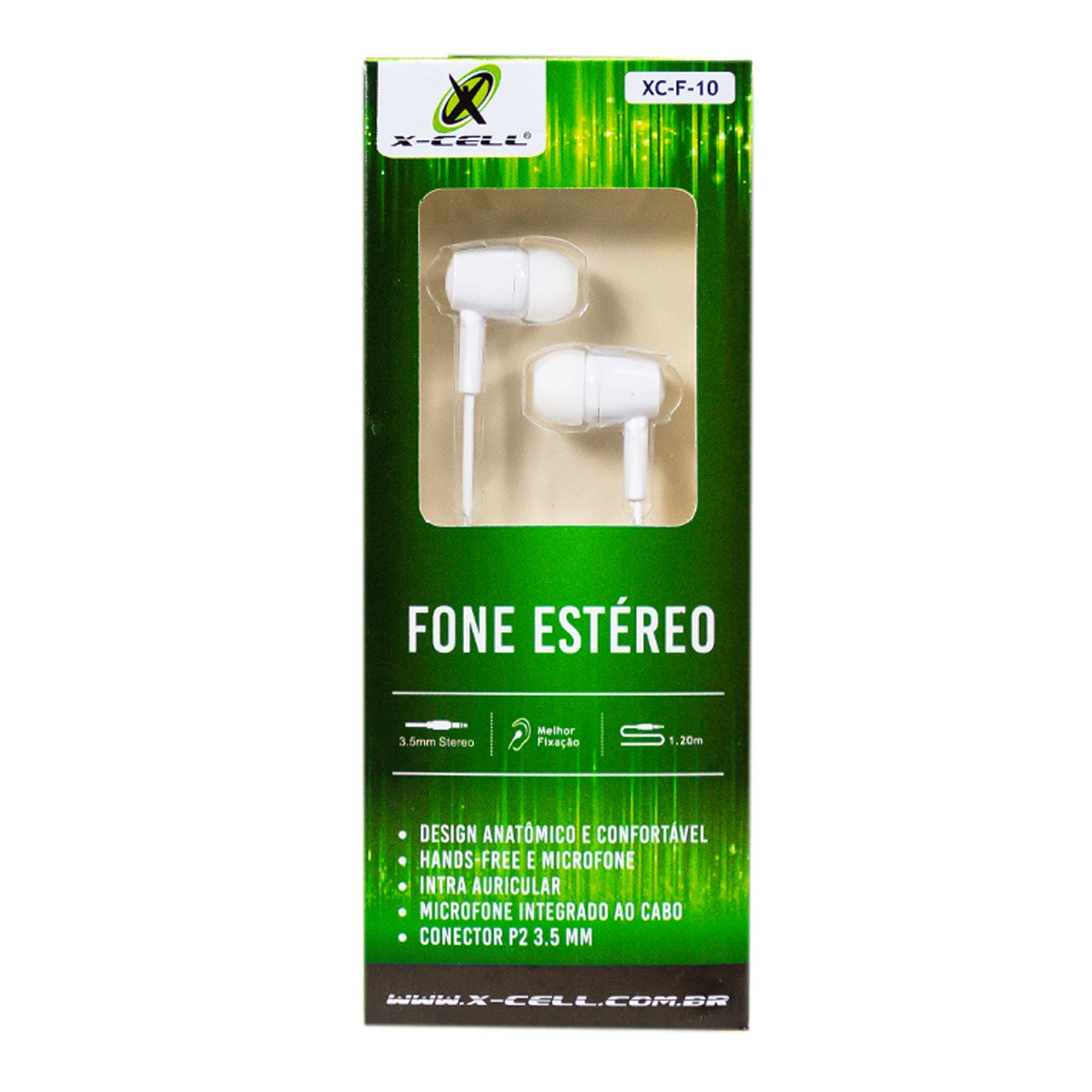 Fone Ouvido Stereo C Atend Plug P2 Extra Bass Branco Xc F 10 B Comercial Bella