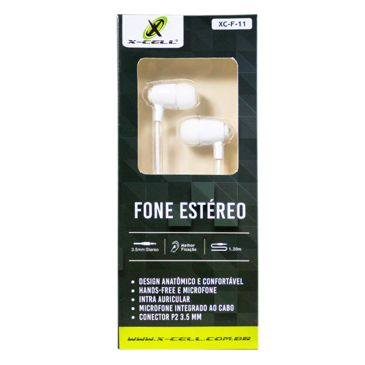 Fone Ouvido Stereo C Atend Plug P2 Extra Bass Branco Xc F 11 B Comercial Bella