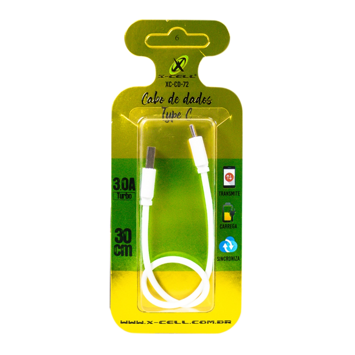 Cabo De Dados Usb Type C Turbo 3.0a 30cm Xc Cd 72 Comercial Bella