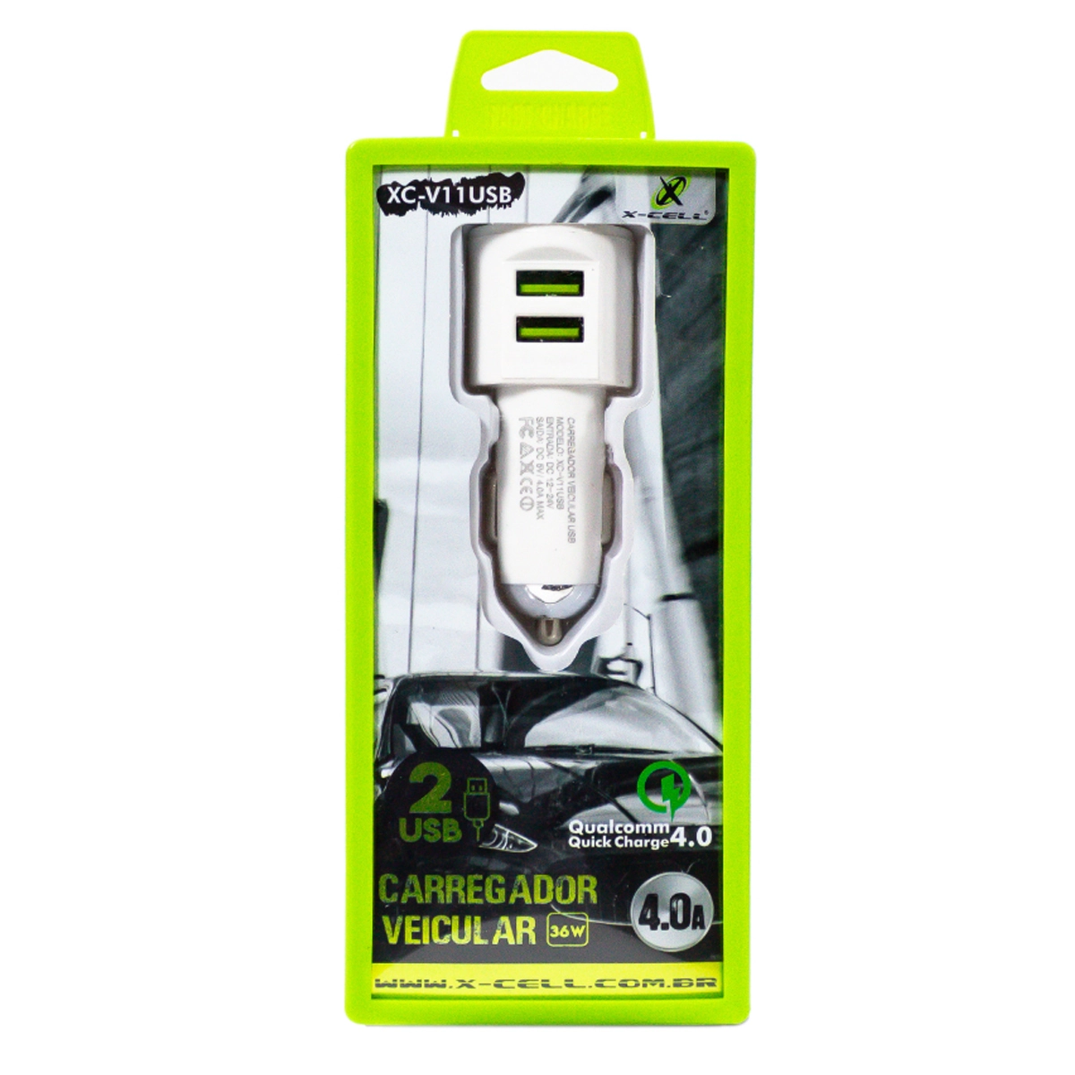 Carregador Veicular Qualcomm Quick Charge 4.0a C 2usb Xc V11usb Comercial Bella Via