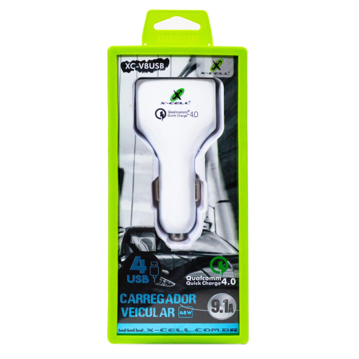 Carregador Veicular Qualcomm Quick Charge 9.1a C 4 Usb Xc V8usb Comercial Bella Via