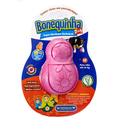 Mordedor Recheável Bonequinha Rosa Pet Games M