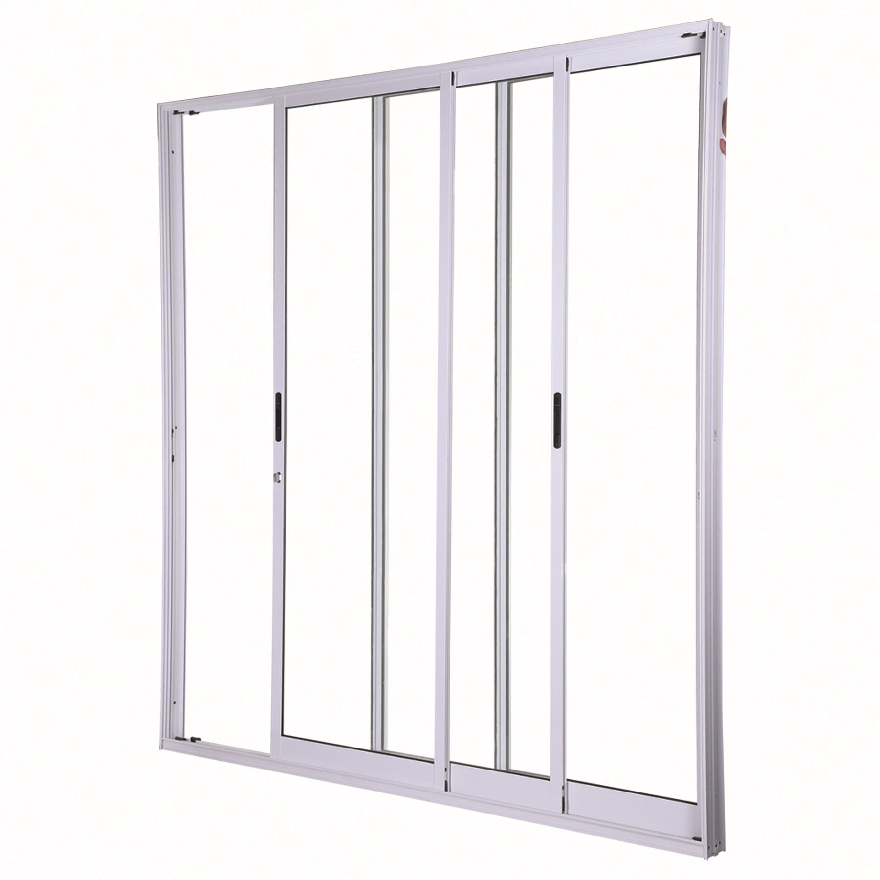 Porta de Correr 3 Folhas Alumínio Pintado Branco com Fechadura 2,15x2,00m Linha Idea 3A Alumínio
