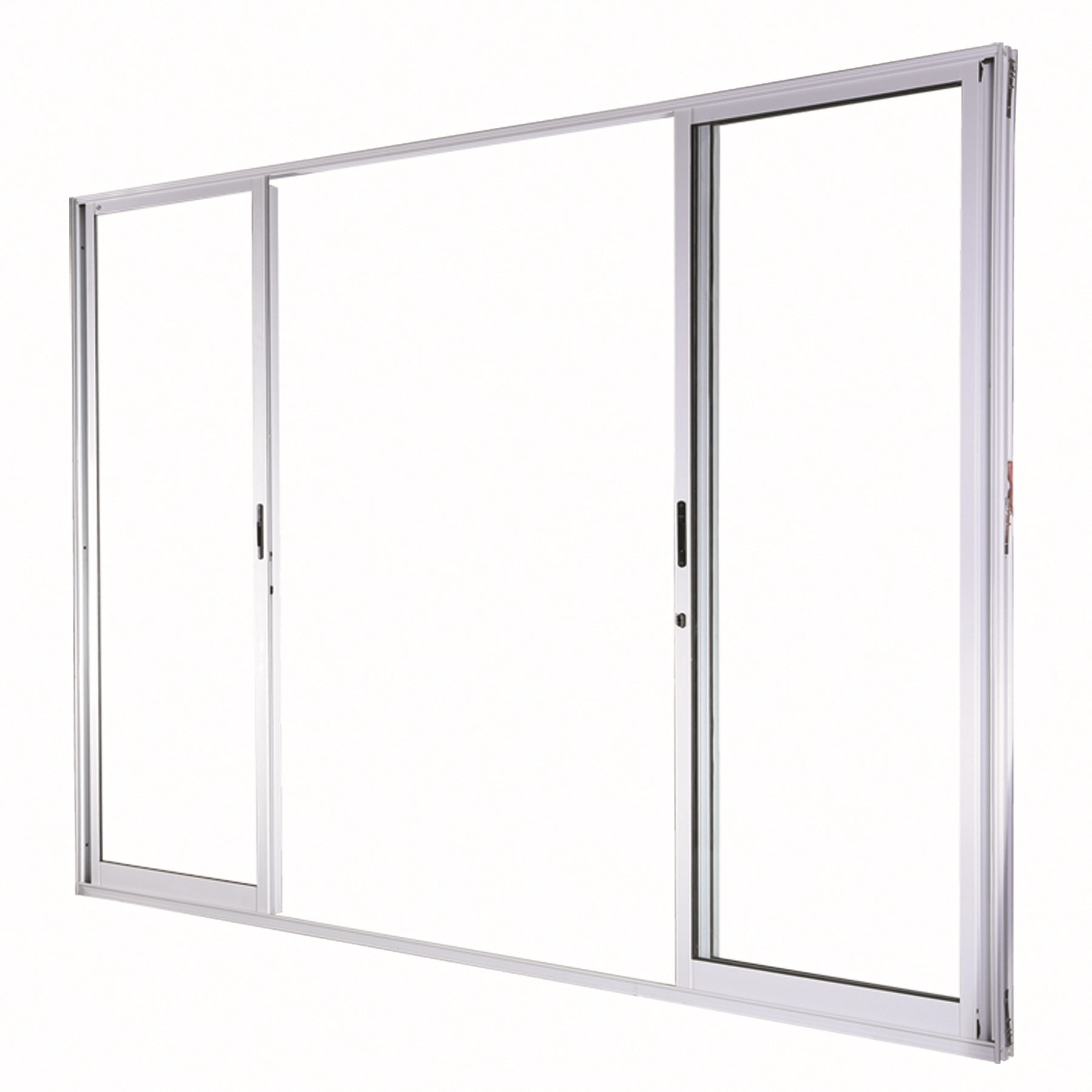 Porta de Correr 4 Folhas Alumínio Pintado Branco com Fechadura 2,15x3,00m Linha Idea 3A Alumínio