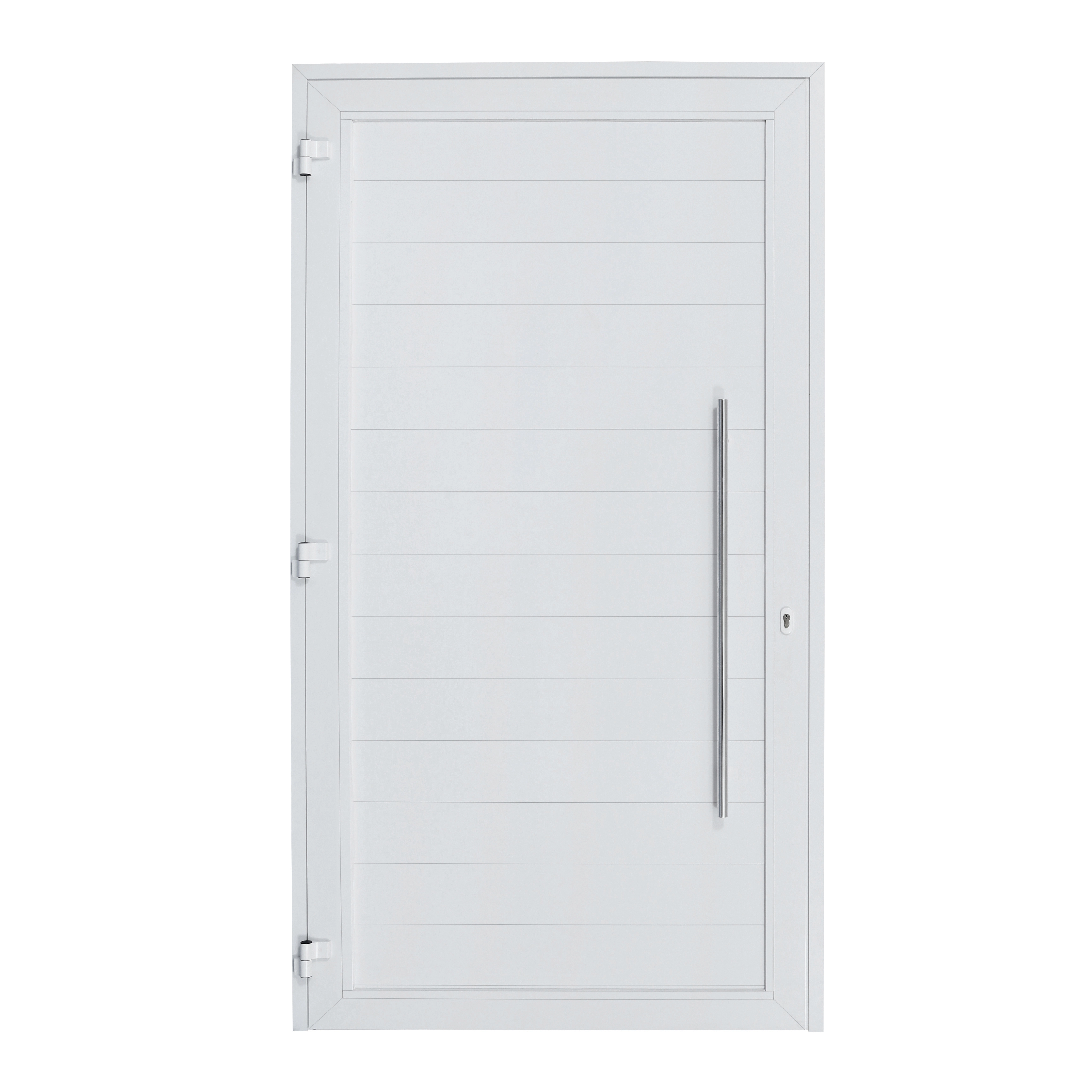 Porta Lambrill de Giro Alumínio Branco com Fechadura Multiponto 2,15x0,98m Lado Direito Linha Sociale 3A Alumínio