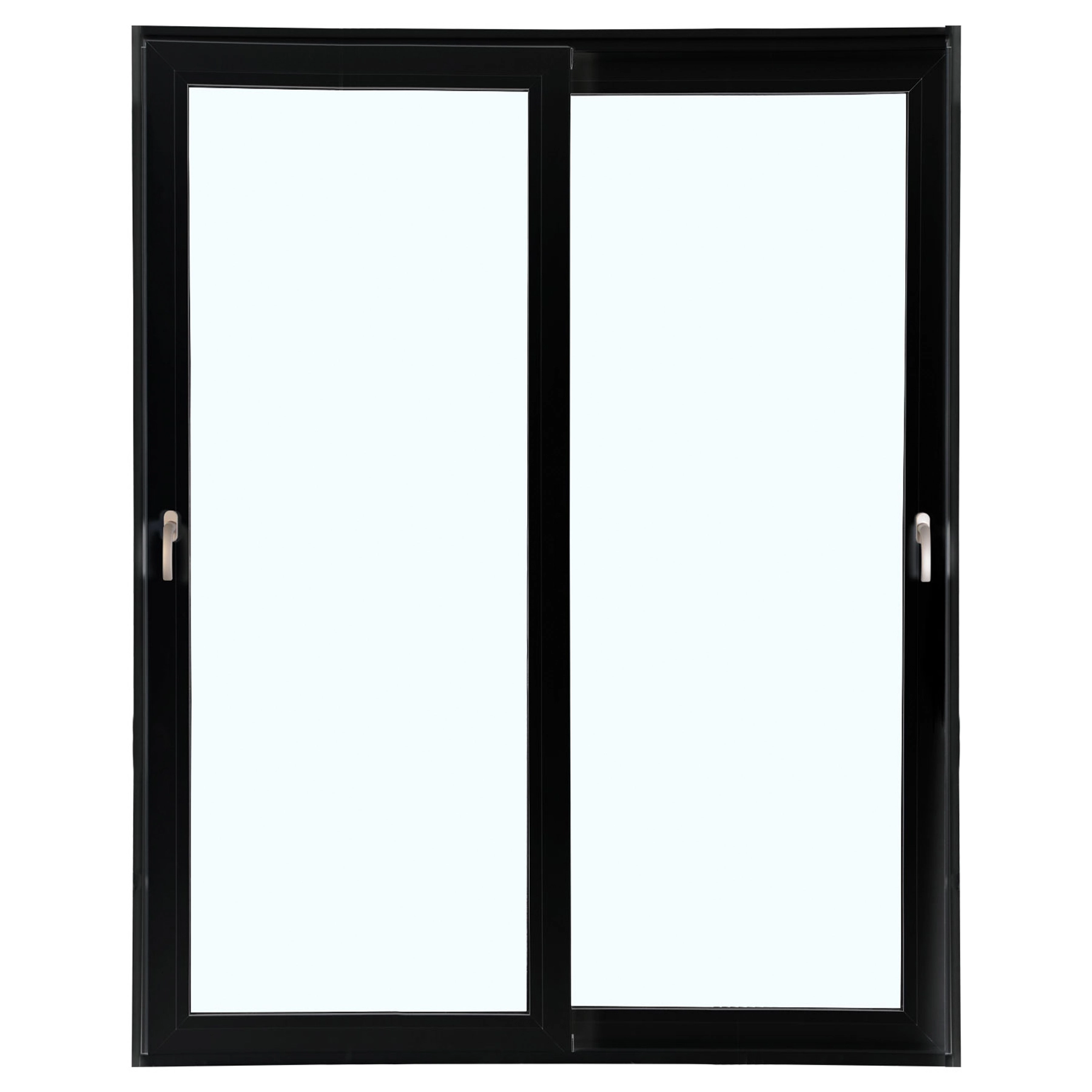 Porta de Correr 2 Folhas Alumínio Preto com Fechadura Multiponto 2,15x1,50m Linha Veneza 3A Alumínio