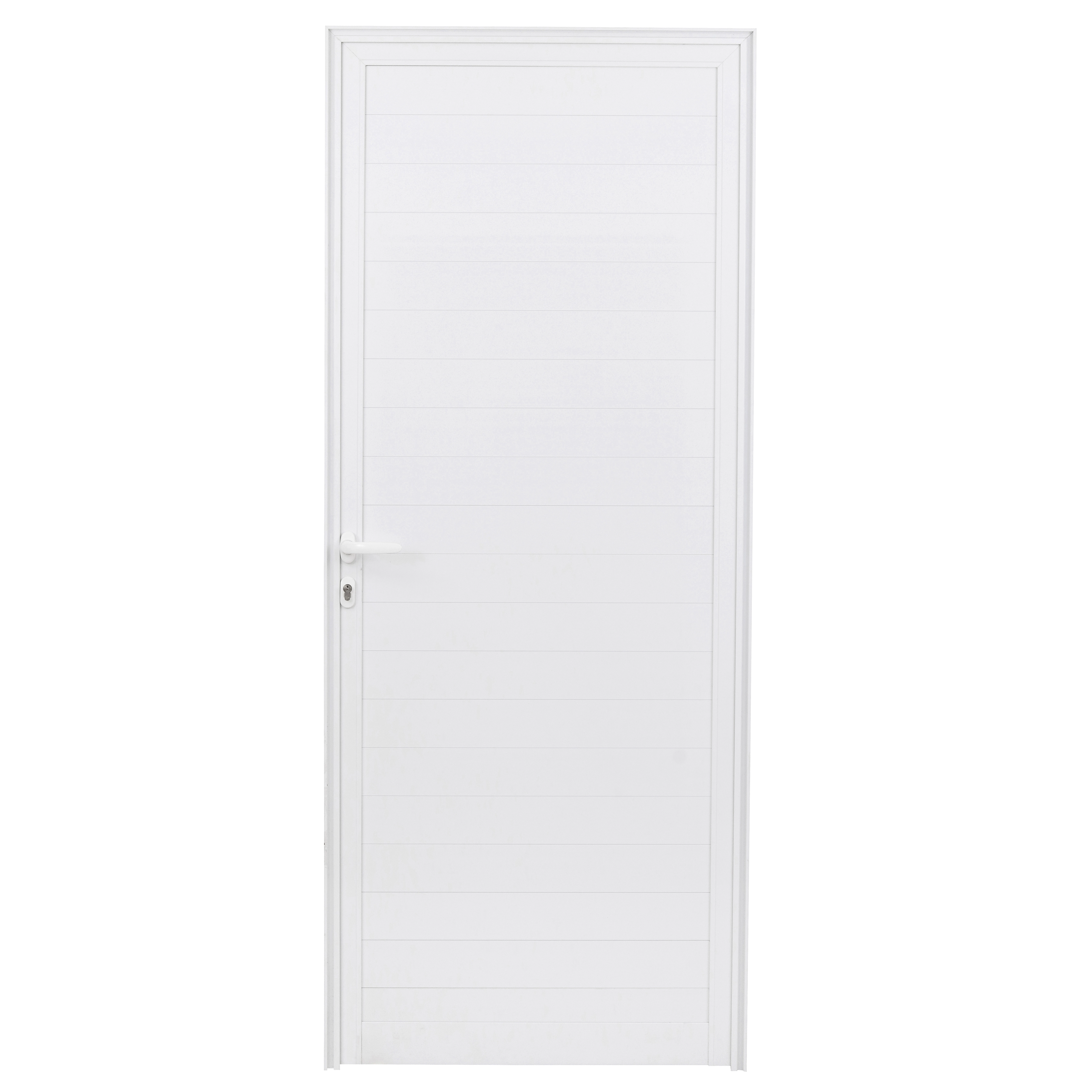 Porta Lambrill de Giro Alumínio Branco com Fechadura 2,15x0,88m Lado Direito Linha Idea 3A Alumínio