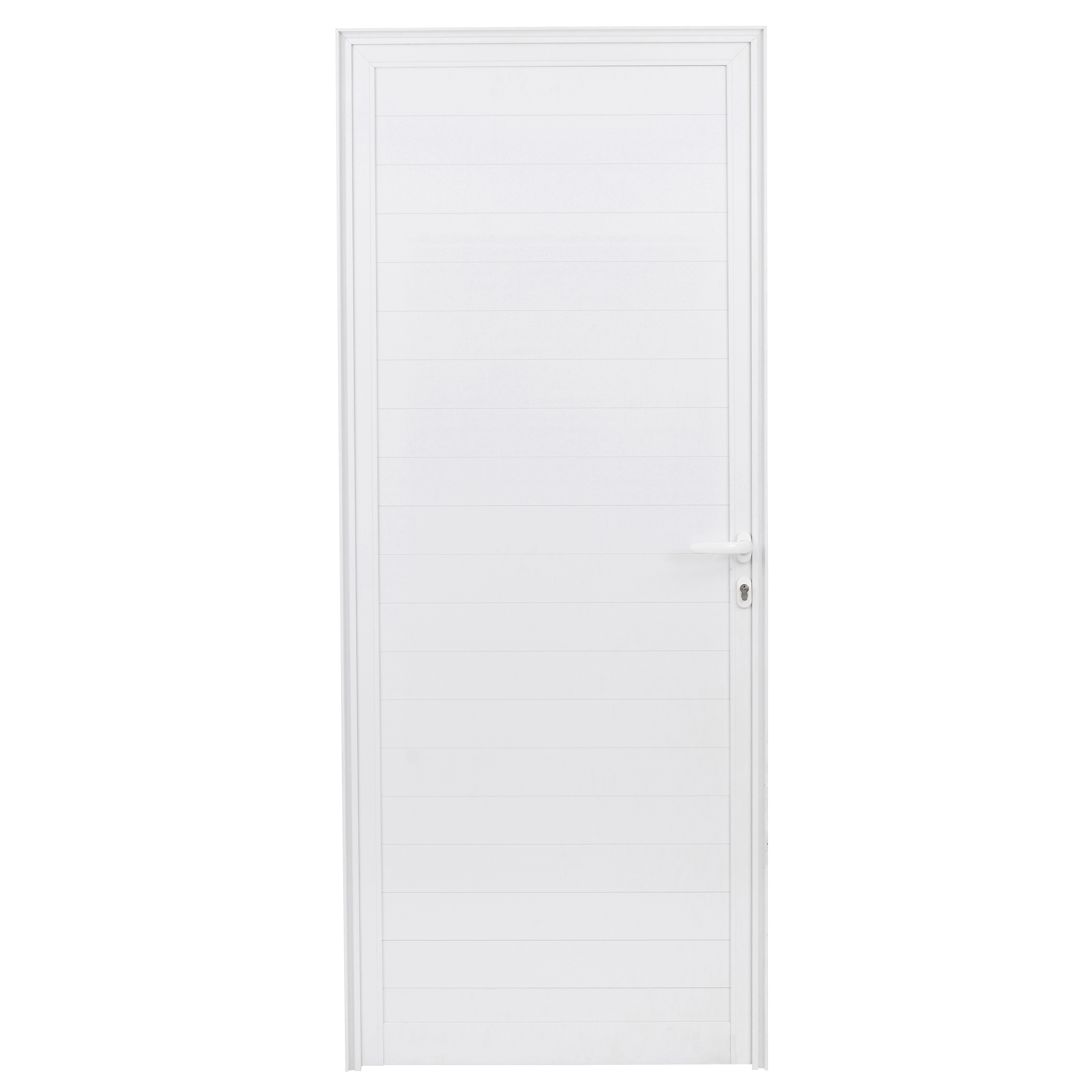Porta Lambrill de Giro Alumínio Branco com Fechadura 2,15x0,88m Lado Esquerdo Linha Idea 3A Alumínio