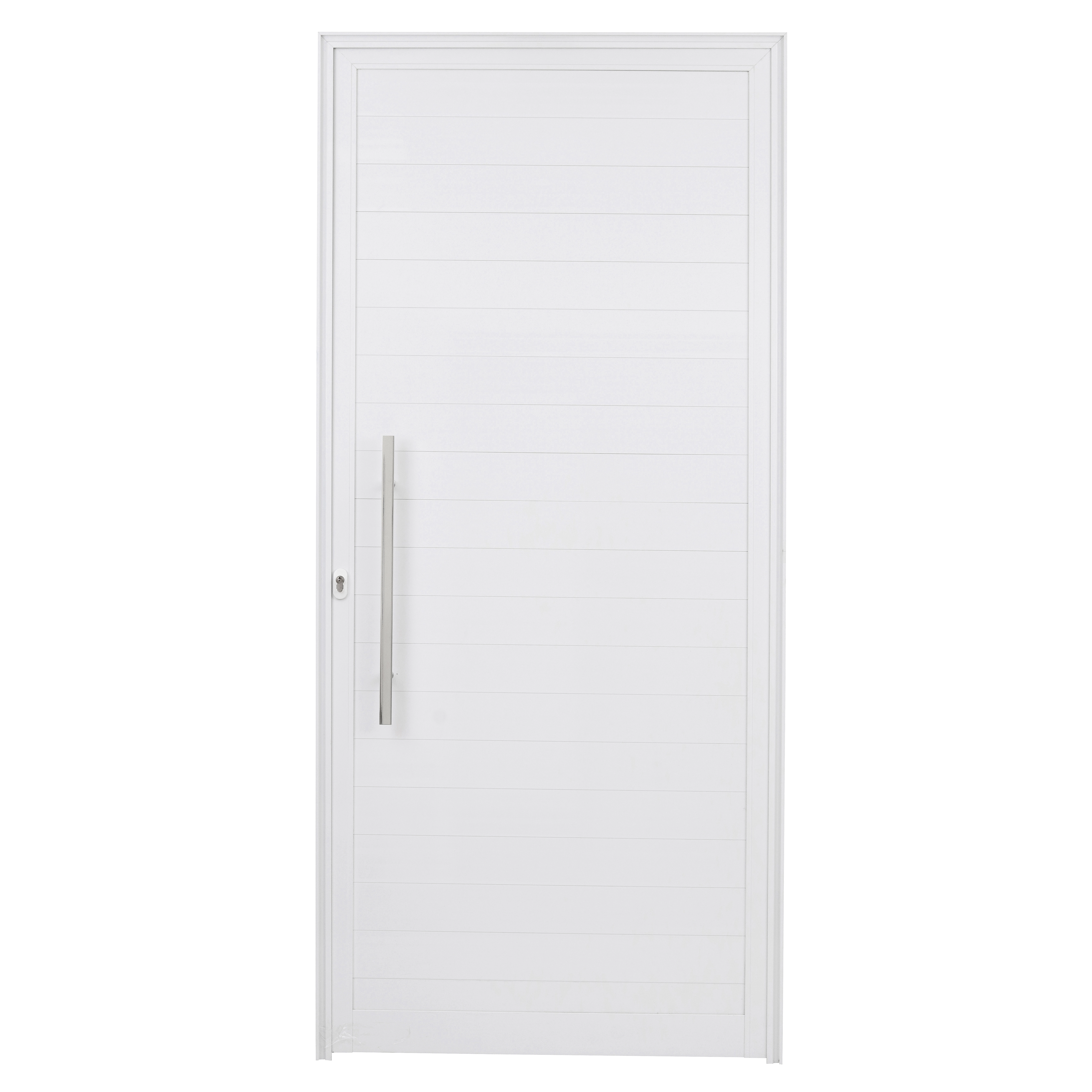 Porta Lambrill de Giro Alumínio Branco com Fechadura com Puxador 2,15x0,98m Lado Direito Linha Idea 3A Alumínio