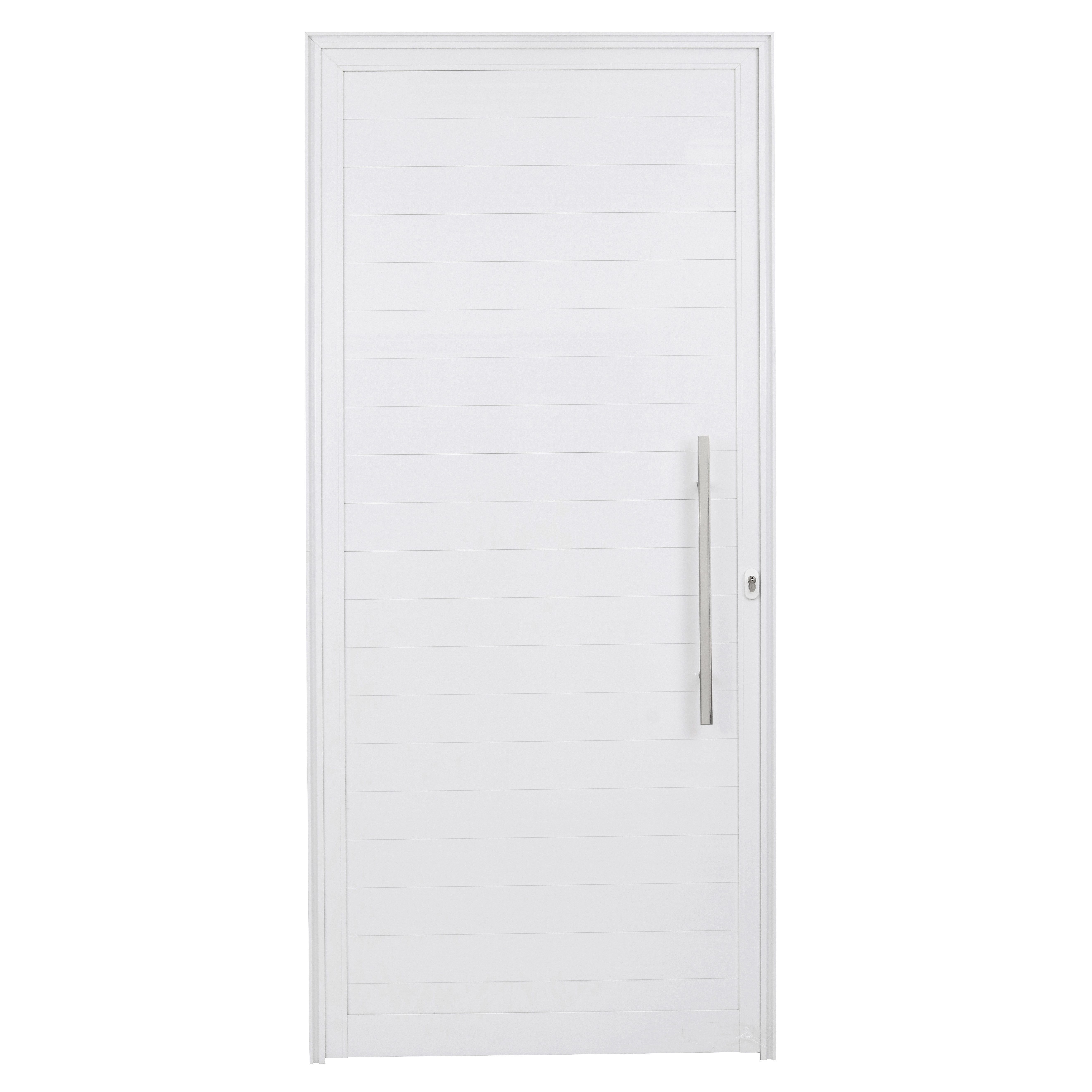 Porta Lambrill de Giro Alumínio Branco com Fechadura com Puxador 2,15x0,98m Lado Esquerdo Linha Idea 3A Alumínio