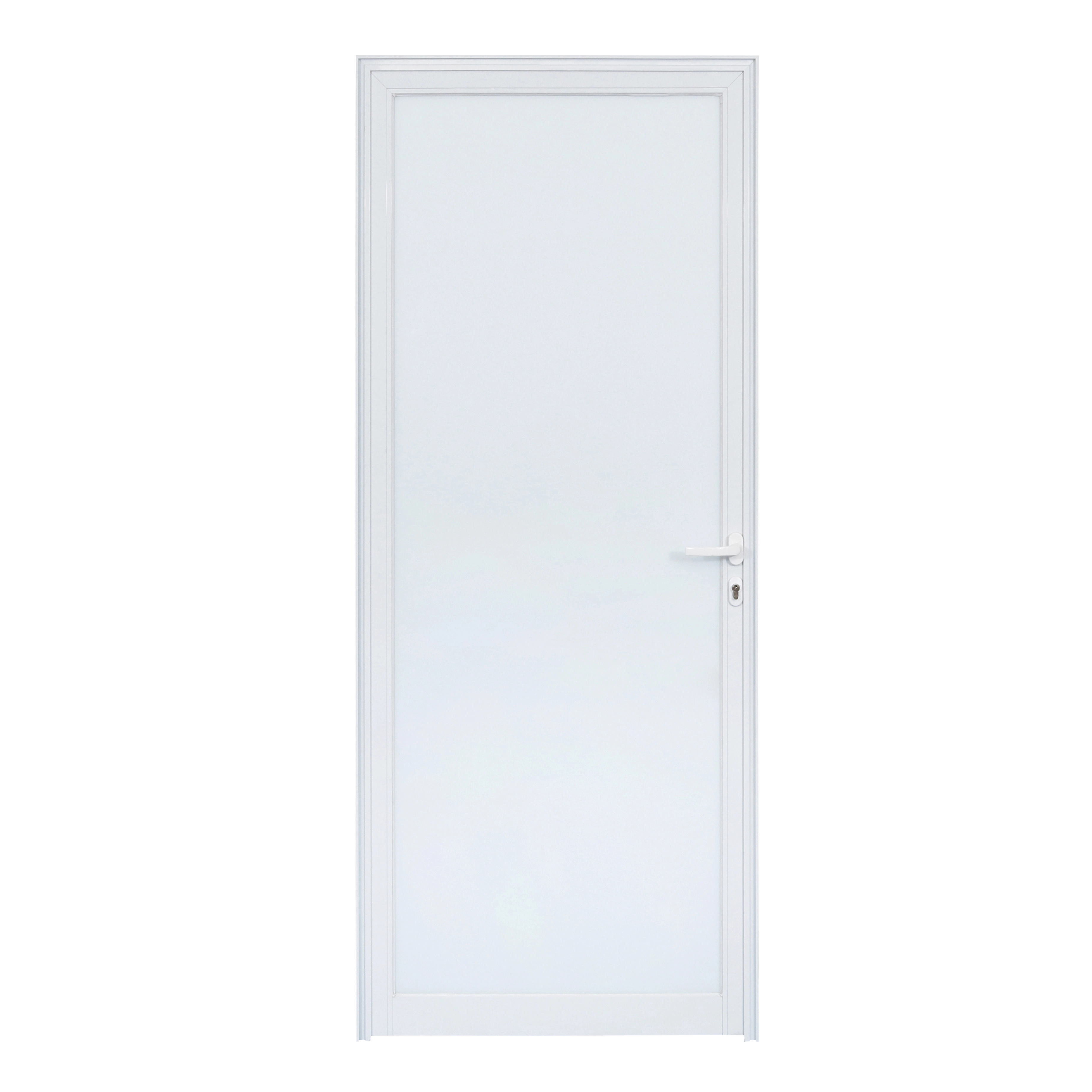 Porta com Visor de Giro Alumínio Branco com Fechadura Vidro Branco 2,15x0,88m Lado Esquerdo Linha Idea 3A Alumínio